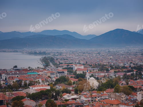 Preview: Aerial view of Fethiye landscape and cityscape.