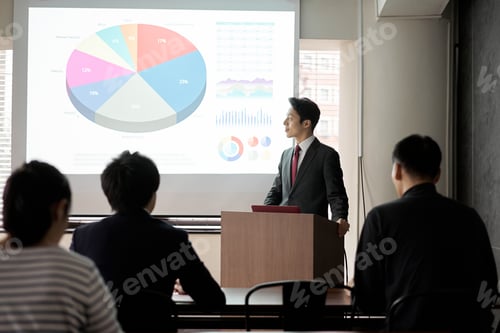 Preview: Asian businessman giving a presentation at a conference
