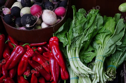 Preview: Fresh vegetables at farmers market organic produce colorful healthy food display