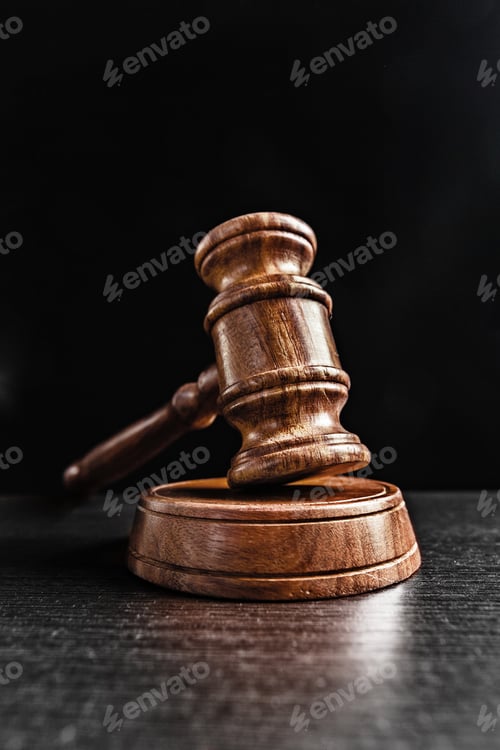 Preview: Judge's Gavel over black background
