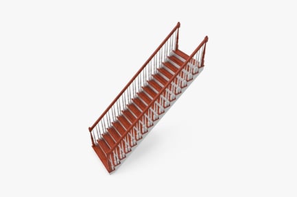 Preview: Straight Wooden Residential Staircase with Railings