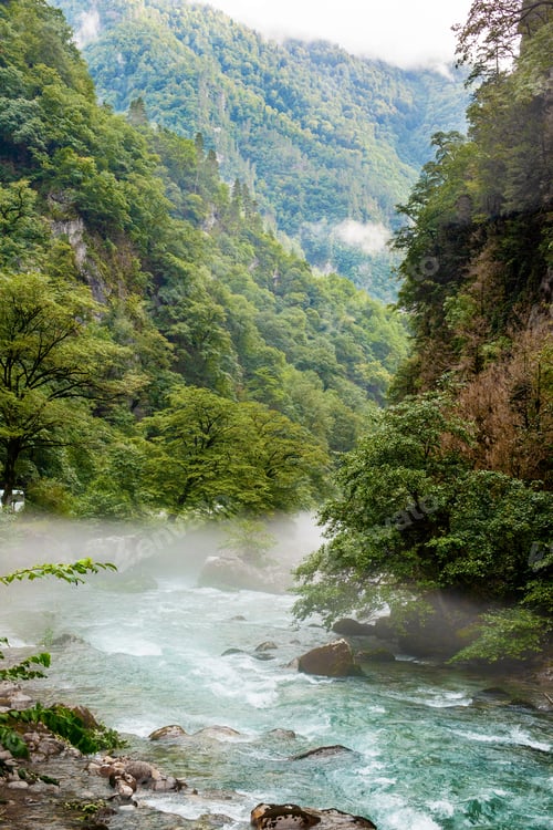 Preview: Beautiful mountain rivers of bright blue color in the mountains of Abkhazia