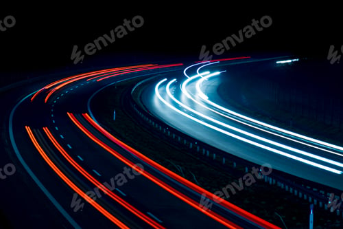 Preview: lights of cars driving at night. long exposure