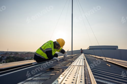 Preview: Professional engineer work to maintenance of photovoltaic panel system.