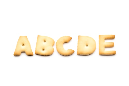 Preview: Letter ABCDE cookie isolated on white background