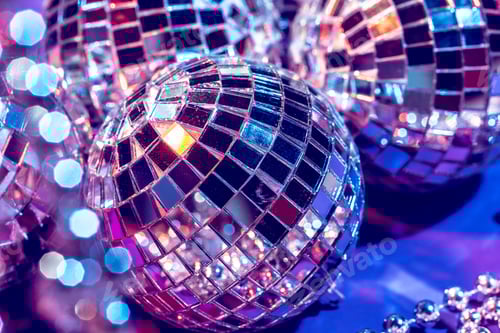 Preview: Party lights disco ball close up. Disco concept