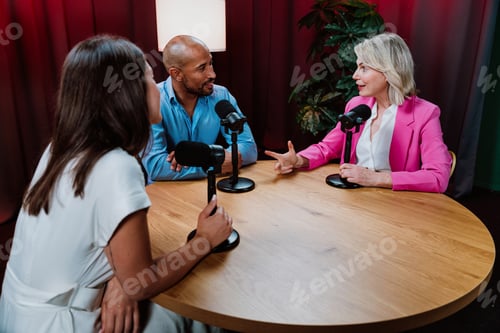 Preview: People recording a podcast interview in studio