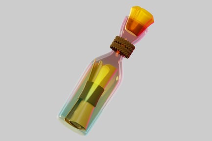 Preview: Glass bottle with rolled-up paper