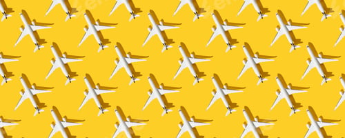 Preview: passenger plane on colorful background. Summer travel or vacation pattern. Banner