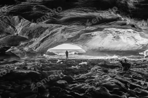 Preview: Inside the Waenhuiskrans Cave near Arniston. Monochrome