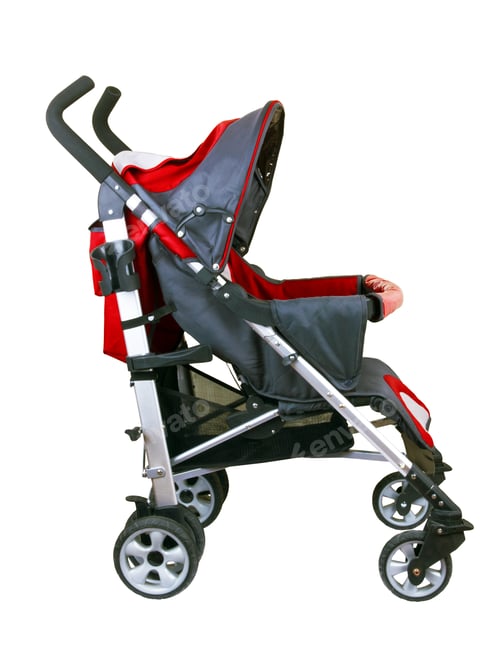 Preview: Red and Gray Baby Stroller on White