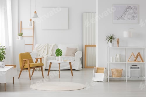 Preview: Spacious, white living room interior