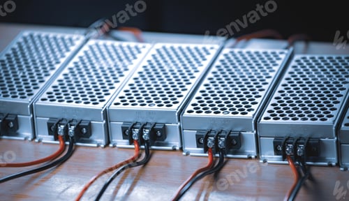 Preview: Close up of the metal mesh cases of power supply