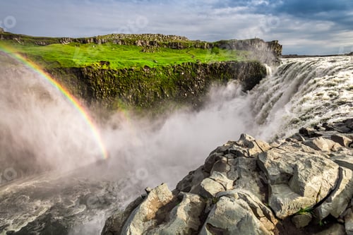 Preview: The biggest waterfall Dettifoss in Europe in summer, Iceland