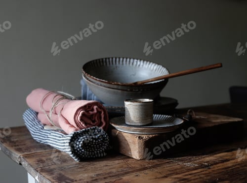 Preview: Vintage kitchenware on table