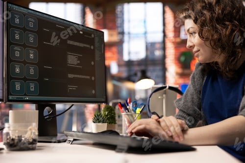 Preview: Worker uses AI chatbot system on a computer to guide her through tasks