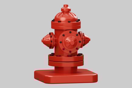 Preview: Urban Icon: Red Fire Hydrant on Grey Pedestal