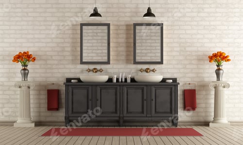 Preview: Classic bathroom with double washbasin