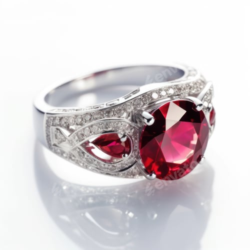 Preview: Gorgeous ring with a beautiful ruby surrounded by dazzling diamonds.