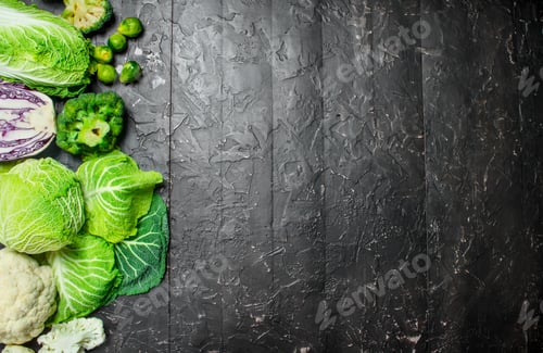 Preview: Different fresh cabbage.