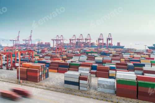 Preview: busy container port in shanghai