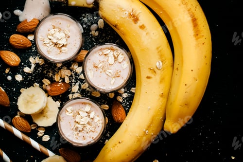 Preview: Banana smoothie with ground almonds and oat flakes