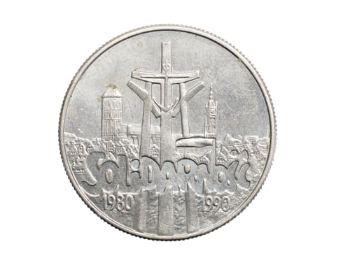 Preview: Ten thousand Polish zloty coin on a white isolated background