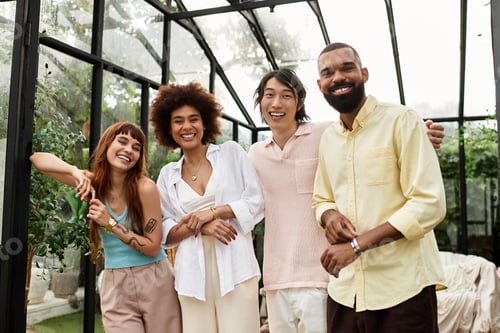 Preview: Joyful friends enjoying a sunny day at a vibrant outdoor cafe filled with laughter and connection