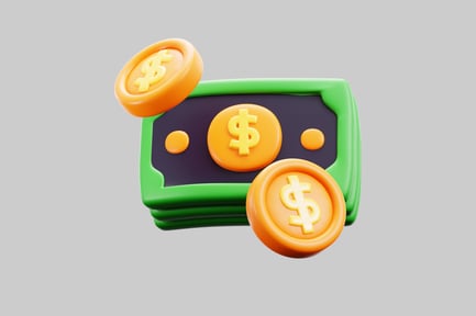 Preview: Cartoon cash with coins set
