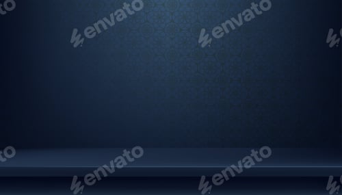 Preview: Ramadan Kareem background,3d Studio Display,Islamic ornament,Arabic pattern on Blue background