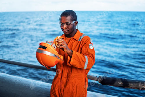 Preview: happy Seaman AB or Bosun on deck of vessel or ship