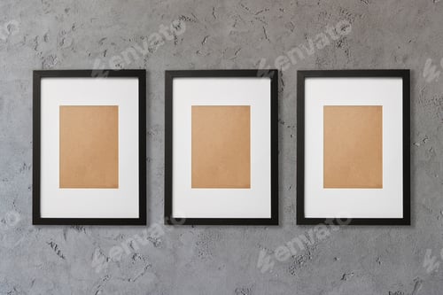 Preview: blank decorative square frames on grey background