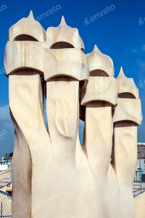 Preview: Gaudi chimney on the roof of Casa Batllo - Barcelona - Spain