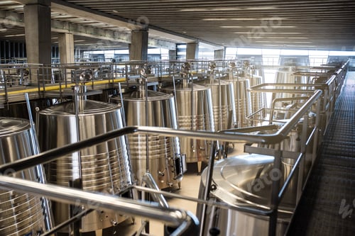 Vista previa: Modern winery with big steel barrels