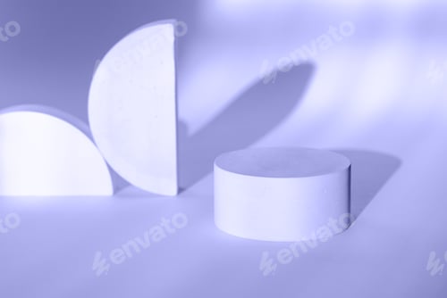 Preview: Round podium for advertising cosmetics on the background in Very Peri color with beautiful shadows