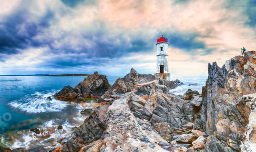 Preview: Dramatic gloomy view of Capo Ferro Lighthouse.