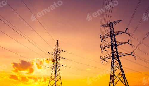 Preview: silhouette of high voltage electrical pole structure