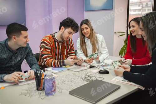 Preview: Group of students learning together at language school