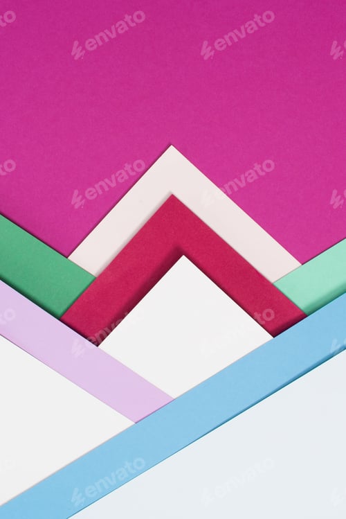 Preview: colored different triangles isolated on pink