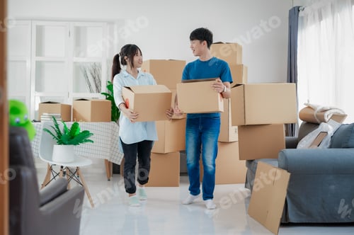 Preview: Young couples move into homes and apartments, Moving house, New house.