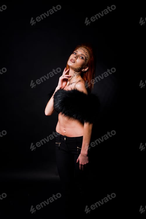 Preview: Fashion model red haired girl with originally make up