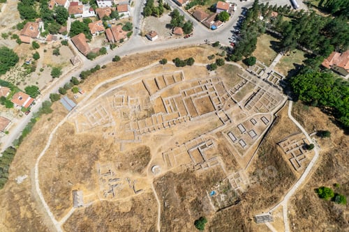 Preview: Ancient city of Alacahoyuk, monumental gate with sphinx dating back to the Hittite imperial age.