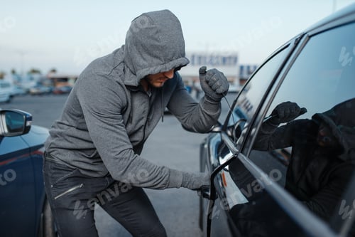 Preview: Car thief breaking door lock, criminal job