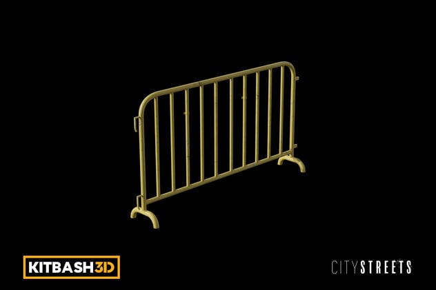 Kitbash: City Streets - Barrier D 3D, Incl. barricade & Fence - Envato