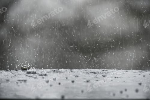 Preview: Hailstones aka hail splashing in rain water during a hailstorm - spring weather storm concept