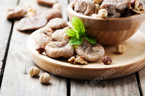 Preview: Concept of healthy dessert with figs and nuts