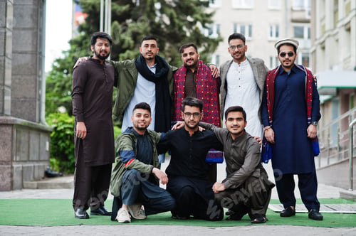 Preview: Group of pakistani man wearing traditional clothes salwar kameez or kurta.