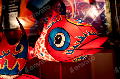 Preview: Vibrant Red Chinese Fish Lanterns for Festival Decoration