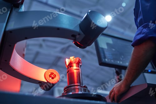 Preview: a worker checks the quality of a tool on special equipment using infrared sensors