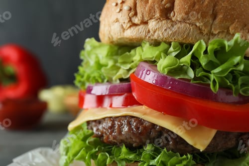 Preview: Concept of tasty food with delicious burger
